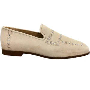 Alpe Ladies Beige Suede Leather Stud Loafer LINO 2309 11