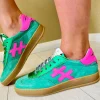 Another Trend Ladies Green/Fuchsia Combination Gum Sole Trainer A0321162