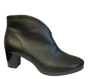Ara Ladies Black Soft Leather Inside Zip Heeled Ankle Boot 23400
