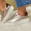 Ara Ladies Gold Metallic/Leopard Chunky Sole Laced/Zip Trainer 46703