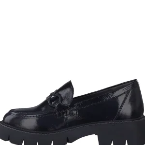Caprice Black Patent Leather Chain Loafer Shoe 24708-41 017