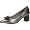 Caprice Dark Silver Metallic Low Heel Court Shoe 22409-29 903