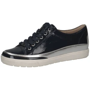 Caprice Navy Patent Leather Combination Laced Trainer 23654-42 880