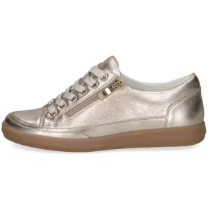 Caprice Platinum Metallic Leather Laced/Zip Trainer 23706-44 959