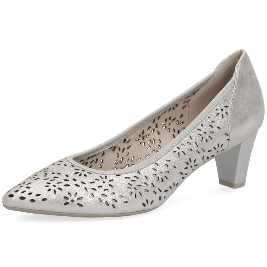 caprice_silver_metal_low__0.webp Caprice Silver Metal Low Heel Court Shoe 22503-28 920