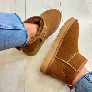 Carmela Ladies Camel Suede Leather Warm-Lined Ankle Boot 162007