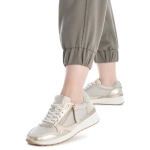 Carmela Ladies Gold Leather Combination Laced/Zip Trainer 162268