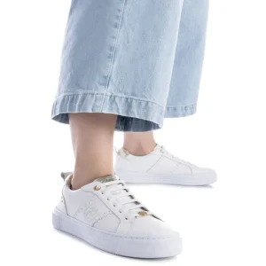 Carmela Ladies White Combination Soft Leather Laced Trainer 162057