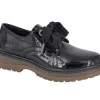 Cipriata Ladies Black Patent 3 Eyelet Lace Shoe