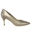Emis Ladies Champagne Leather Dressy Heeled Shoe S8010