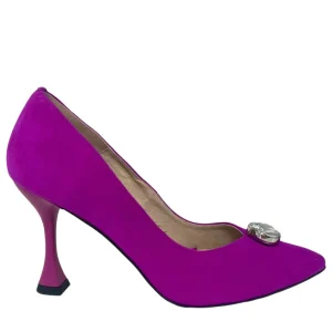Emis Ladies Fuschia Suede Leather Dressy Heeled Shoe Z7975