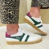 Gola Ladies White/Evergreen/Fuchsia Gum Sole Trainer MEDALLIST