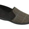 Goodyear Mens Brown Tweed Memory Foam Slippers HARRISON