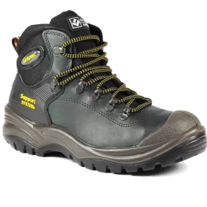 GRI Sport Mens Steel-Toe Laced Safety Boot Contractor Black