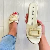 Hispanitas Ladies Beige Leather Mule Slider Sandal 253881