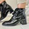 Hispanitas Ladies Black Patent Laced Block Heel Ankle Boot 1222253