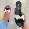 Hispanitas Ladies Black/White Leather Mule Slider Sandal 253881