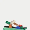Hispanitas Ladies Green/Multi Colour Leather Velcro Sandal 253896