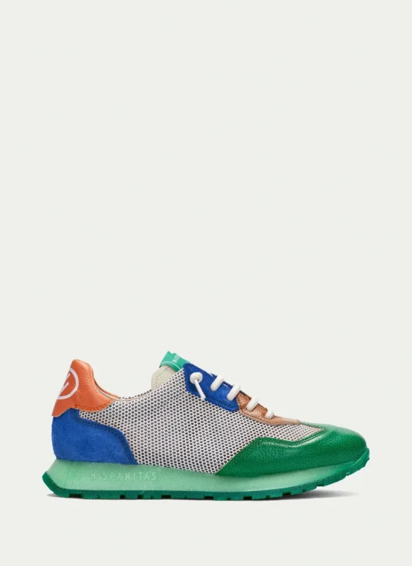 Hispanitas Ladies Green/Multi Colour Bungee Laced Trainer 253869