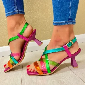 Hispanitas Ladies Multi Coloured Slingback Heeled Sandal 243292