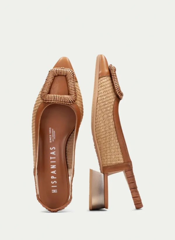 Hispanitas Ladies Tan/Natural Leather Sling Back Sandal 254046