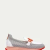 Hispanitas Ladies White/Coral Combination Leather Chain Loafer Shoe 253919