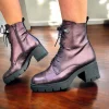 Hispanitas Ladies Wine Leather Laced/Zip Heeled Ankle Boot 243605
