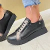 Jose Saenz Black/Taupe Combination Laced/Zip Trainer 2276-BG