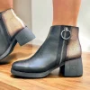 Jose Saenz Ladies Black/Bronze Combination Block Heel Ankle Boot 5204-L-IM