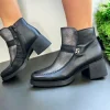 Jose Saenz Ladies Black/Metal Combination Block Heeled Ankle Boot 5499-L-IM