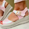 Jose Saenz Ladies Rose Metallic Velcro Wedge Sandal 4227-II