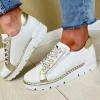 Jose Saenz White/Gold Combination Laced/Zip Trainer 2001-BG-M