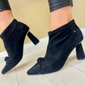 Kate Appleby Ladies Black Knot Faux Suede Heeled Ankle Boot BINGHAM