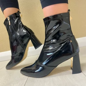 Kate Appleby Ladies Black Patent Heeled Ankle Boot BEXLEY