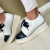 Kate Appleby Ladies Cotton/Navy Ribbon Lace Platform Shoe BUCKWORTH