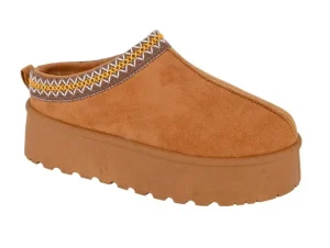 Ladies Tan Braided Cuff Platform Mule L570TS