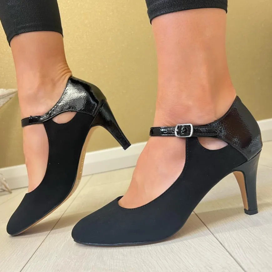 lotus_ladies_black_combin_0.webp Lotus Ladies Black Combination Ankle Strap Heeled Shoe PEACHES ULS433