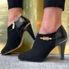 Lotus Ladies Black Patent/Suede Inside Zip Heeled Shoe/Boot JANIS ULS419