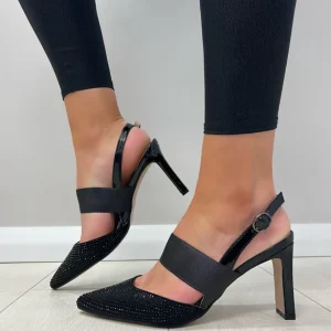 Lotus Ladies Black/Diamante Heeled Sandal JOIE ULS349
