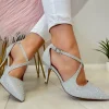 Lotus Ladies Silver/Diamante Cross-Over Heeled Sandal PANACHE