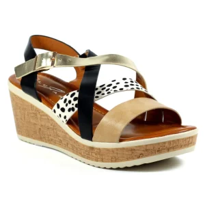 Lunar Beige Combination Crossover Strap Platform Sandal ARUNDEL JLH468
