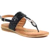 Lunar Black Slingback Toe-Post Sandal DAWLEY JLH392