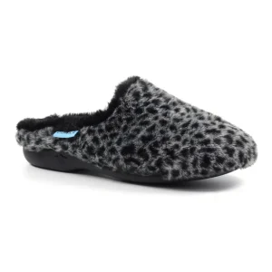 Lunar Black/Grey Warm Lined Mule Slippers KANO KLA228 BK