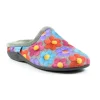 Lunar Grey Multi Colour Flowers Mule Slippers CAMEO KLA203 GR