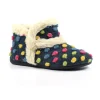 Lunar Navy Spots Warm Lined Boot Slippers LATTE KLA231 BL