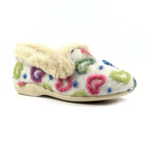 Lunar White Multi Hearts Warm Lined Slippers TRUFFLE KLA230 WT
