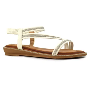 Lunar White Sparkle Straps Sandal ARUBA JLH532 WT