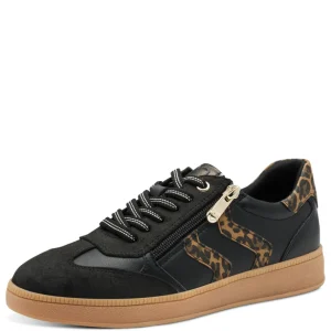 Marco Tozzi Black/Leopard Combination Laced/Zip Trainer 23739-44 005