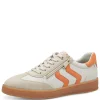 Marco Tozzi Cream/Orange Combination Laced/Zip Trainer 23739-44 402