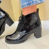 Marco Tozzi Ladies Black Patent Laced Heeled Ankle Boot 25109-41-018